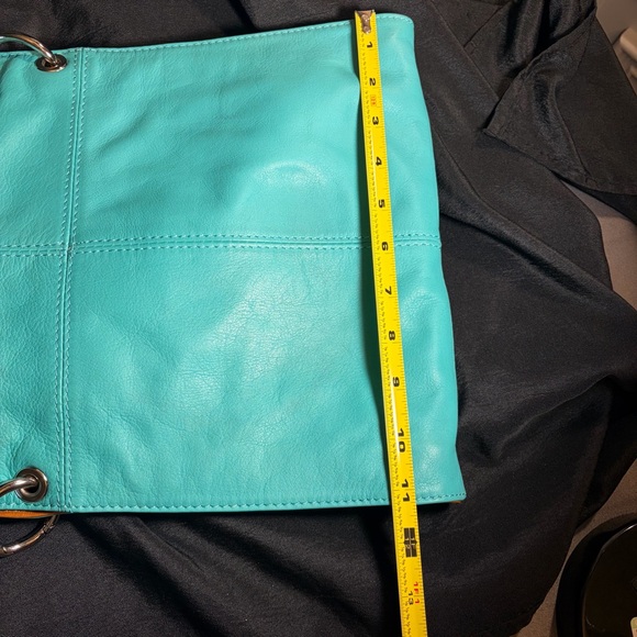 Toro Firenze leather Crossbody turquoise made in Italy adjustable strap tote - Picture 6 of 11
